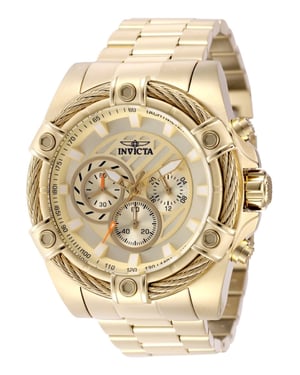 Invicta Bolt 49815 Herenhorloge - Quartz Uurwerk - Roestvrij Staal met Gouden Wijzerplaat - 52 mm