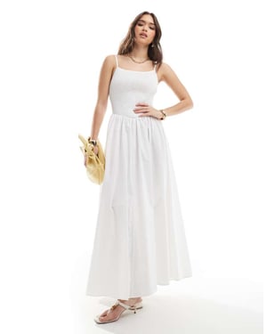4th & Reckless shirred cami v waist ruched skirt maxi dress in white