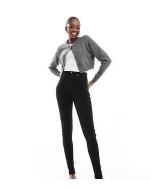 Dr Denim Tall Solitaire hög midja super skinny jeans i ren svart tvätt