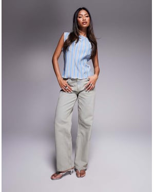 ASOS DESIGN bekväm stretch rak benjeans i vintage tvätt - LBLUE
