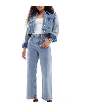 Miss Selfridge Petite raka jeans i medtvätt