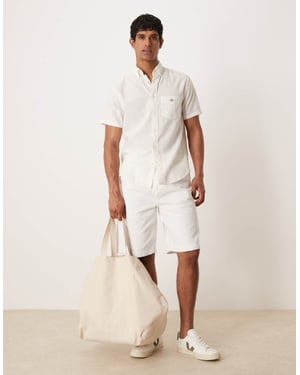 ASOS DESIGN lång längd denimjorts med spetsade veck i vitt
