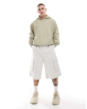Cotton On super baggy cargoshorts i stenfärg