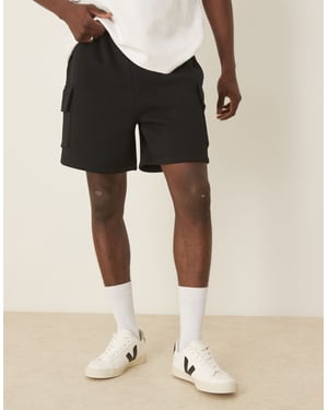 ASOS DESIGN överdimensionerad cargo shorts i svart