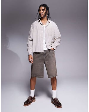 ASOS DESIGN längre denimshorts i vintage brun nyans