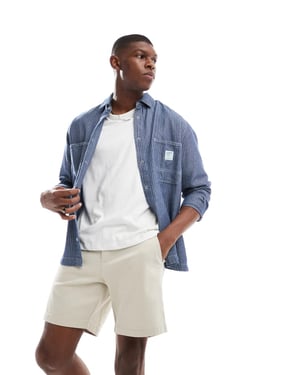 ASOS DESIGN slim mid-length chinos rollade shorts i sten - STEN