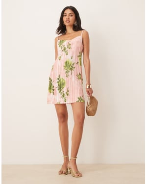 ASOS DESIGN plisserad kappa-krage minikjol i blommönster