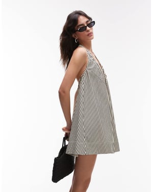 Topshop halterneck mini trapezklänning i monorand