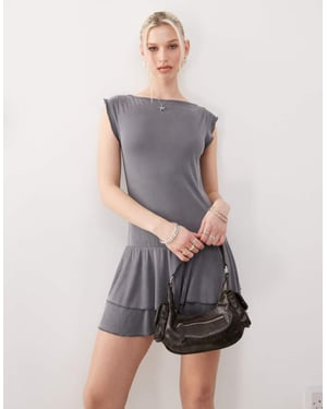 Motel lalana slinky ruffle mini dress in grey