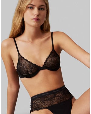Calvin Klein Modern Lace ovadderad demi-bh med underwire i svart