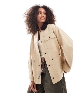 ASOS DESIGN ren kordkrage barnjacka i sten
