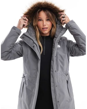 The North Face Zaneck fuskpäls huvad isolerad parka i grått