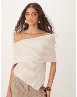 ASOS DESIGN enaxlad stickad topp i havre