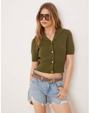 ASOS DESIGN kortärmad seglarkragekofta i khaki