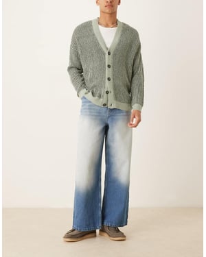 ASOS DESIGN super baggy med extrem sidoventilation i mid blue wash