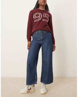 Abercrombie & Fitch high rise cropped wide leg jean in blue wash