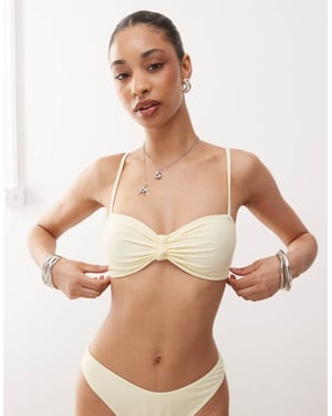 Reclaimed Vintage bralette bikiniöverdel med knut i krämfärg