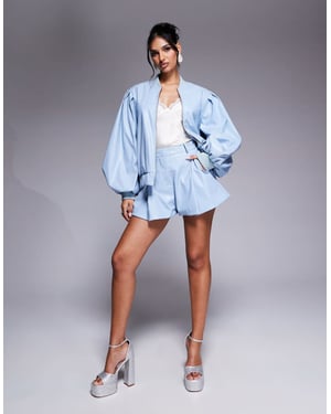 ASOS LUXE PU short co-ord in powder blue