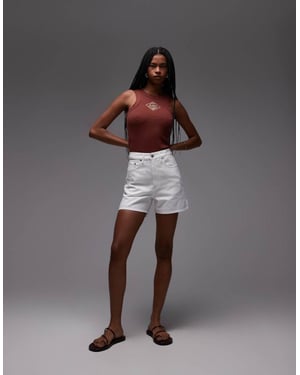ARKET mid waist femfickors styvt denim twill shorts i vitt