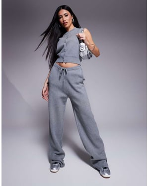 The Couture Club samordnade avslappnade stickade joggingsbyxor i gråmelerad