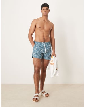 Abercrombie & Fitch sträckbadshorts i blå rutmönster