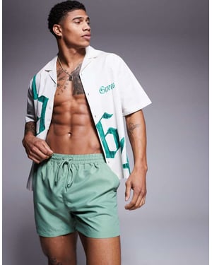 South Beach plain swim short in green