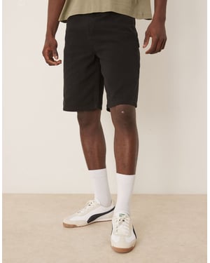ASOS DESIGN långa snickarshorts i svart