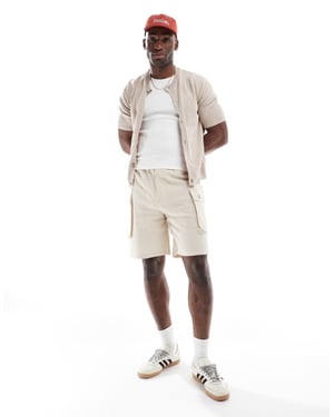 Native Youth oversized cargo linen shorts in cream