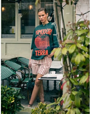 Topshop denimjorts i röd rand