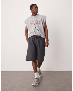 ASOS DESIGN tung oversized shorts 400gsm i kolgrå - KOLGRÅ - KOLGRÅ
