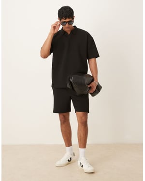 ASOS DESIGN koord slim tung texturerad shorts i svart