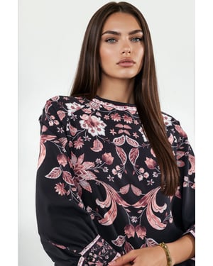 Bloemengeborduurde Crêpe Blouse
