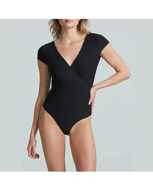 Butter cap sleeve wrap bodysuit