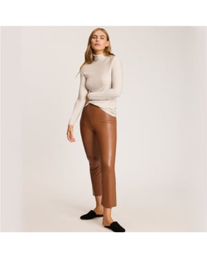 Faux leather cropped flare legging in cocoa