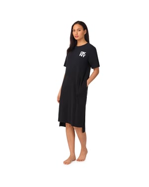 DKNY MUST HAVE BASIC MIDI SLEEPSHIRT IN BLACK