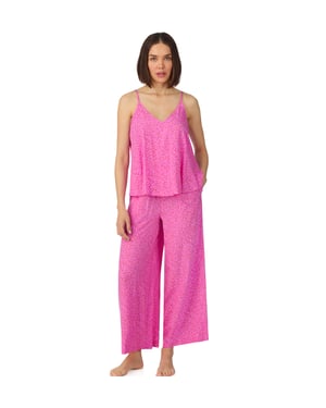 Cami and ankle pant sleep set in orchid pink leopard
