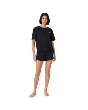 DKNY Cotton Logo Boxer Sleep Set, Black