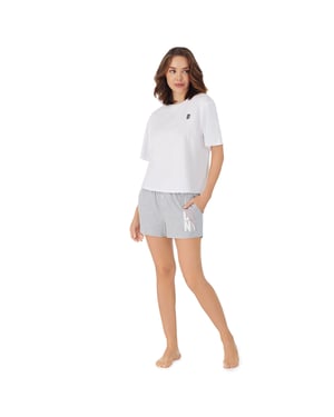 DKNY Cotton Logo Boxer Sleep Set, Grey Marl