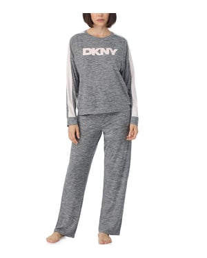 Long sleeve top and pant lounge set in iron gate cationic