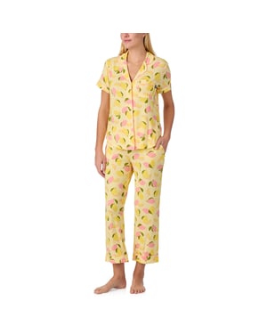 KS new york short sleeve cropped pj set in lemon party