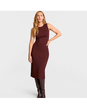 Neoprene ceo midi skirt in oxblood