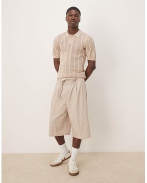ASOS DESIGN texturerad polo i taupe