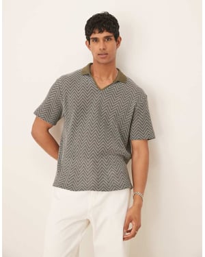 ASOS DESIGN boxy oversized polo i grön virkning