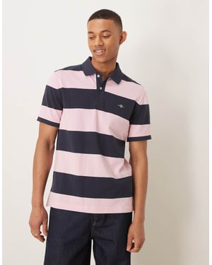 GANT sköldlogotyp randig pique polo i rosa