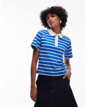 Topshop jersey kortärmad rugbytröja i flerfärgad rand
