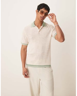 ASOS DESIGN boxig polo med kontrastkant i ecru