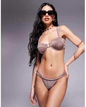 South Beach ruched bikini bottom in brown