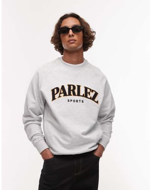 Parlez varsity frotté-logotyp crew neck sweatshirt i grått