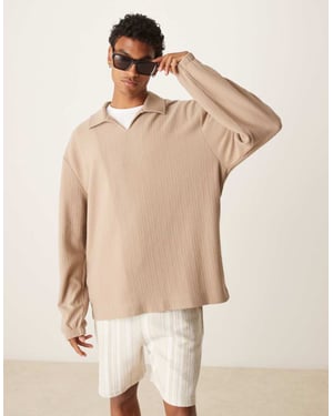 ASOS DESIGN avslappnad polo sweatshirt i brun