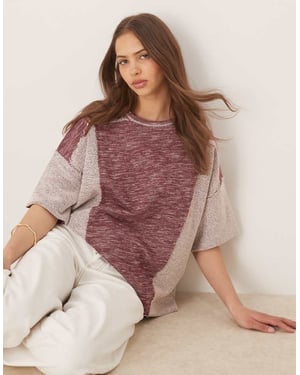 ASOS DESIGN oversized boxig lätt sweatshirt i blandad textur bordeaux